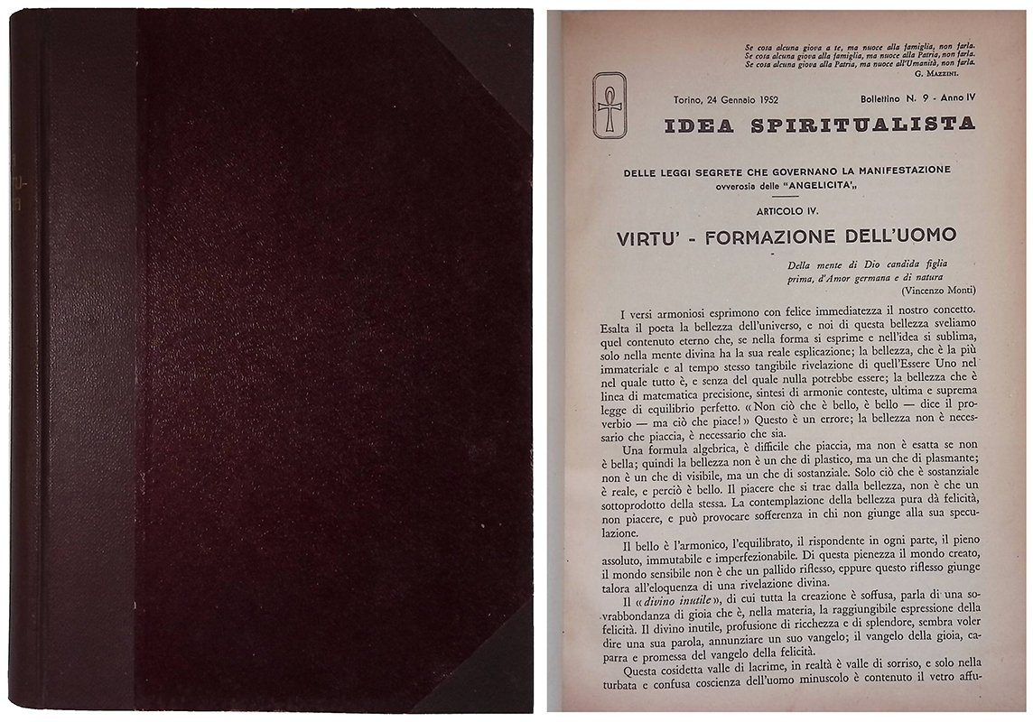 Idea spiritualista. Bollettino n.9 Anno IV, gennaio 1952 - n.11-12 …