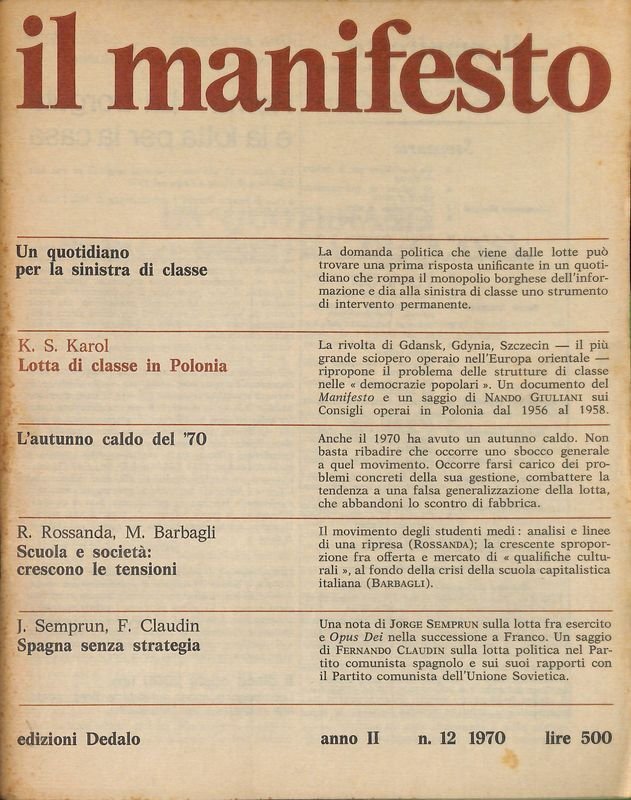 Il manifesto. N. 12, 1970