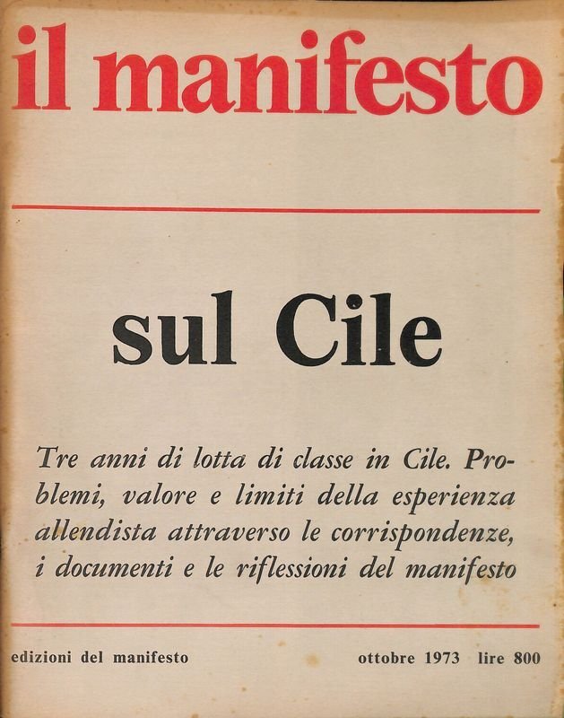 Il manifesto. Ottobre 1973. Sul Cile