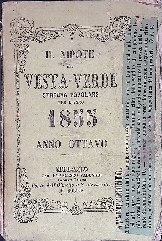 Il nipote del Vesta-Verde. Strenna popolare per l'anno 1855. Anno …