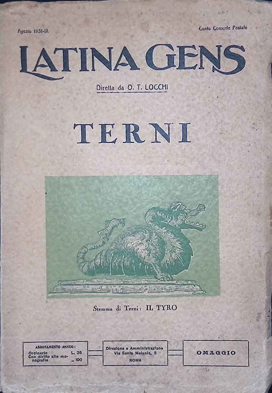 Latina Gens. Anno IX, agosto 1931 XI. Terni | Immagine principale