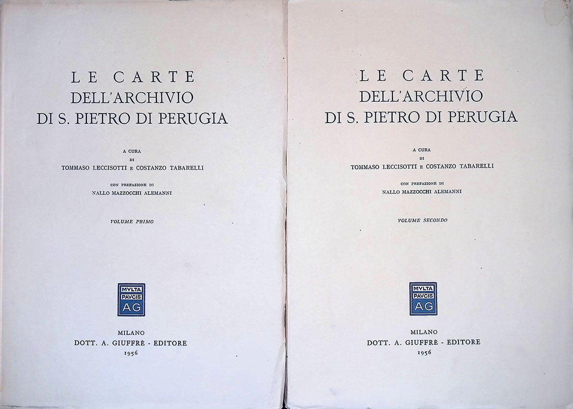 Le carte dell'archivio di S. Pietro di Perugia. Vol. I-II | Immagine principale