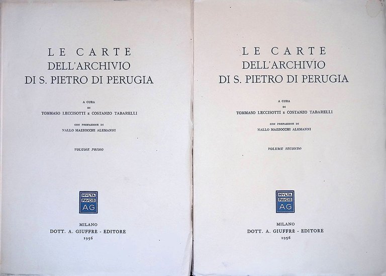 Le carte dell'archivio di S. Pietro di Perugia. Vol. I-II