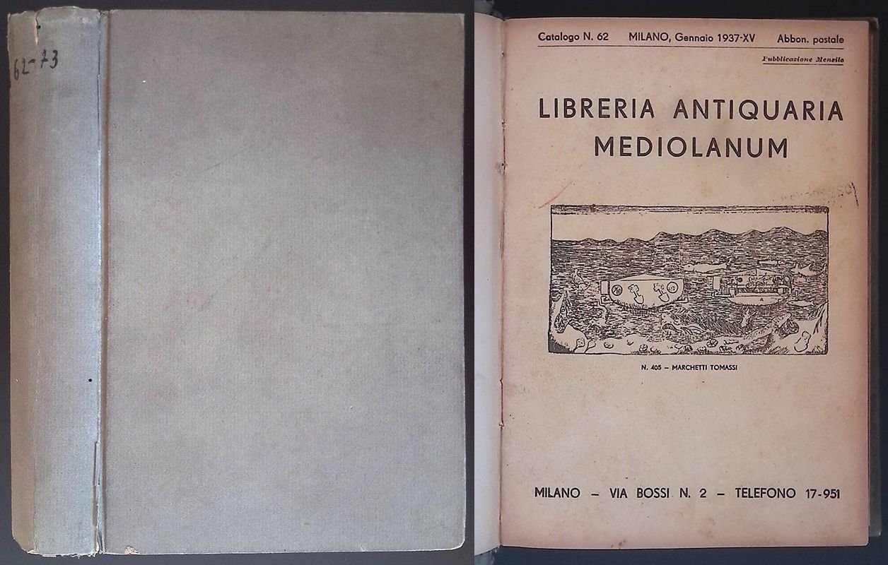 Libreria Antiquaria Mediolanum 1937. Cataloghi dal N. 62 al 73 | Immagine principale