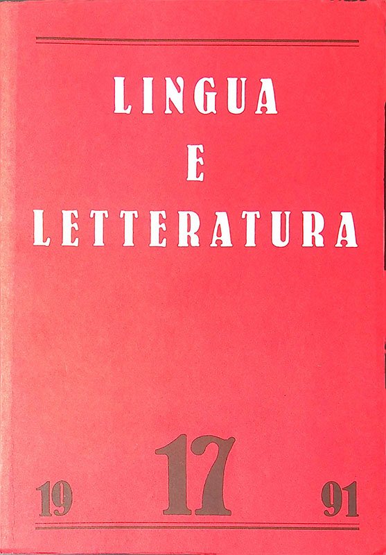 Lingua e letteratura. N. 17, 1991