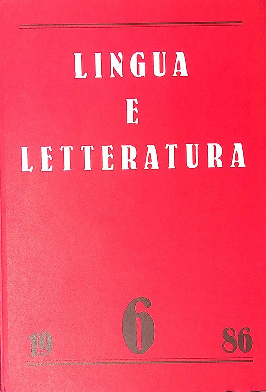 Lingua e letteratura. N. 6, 1986