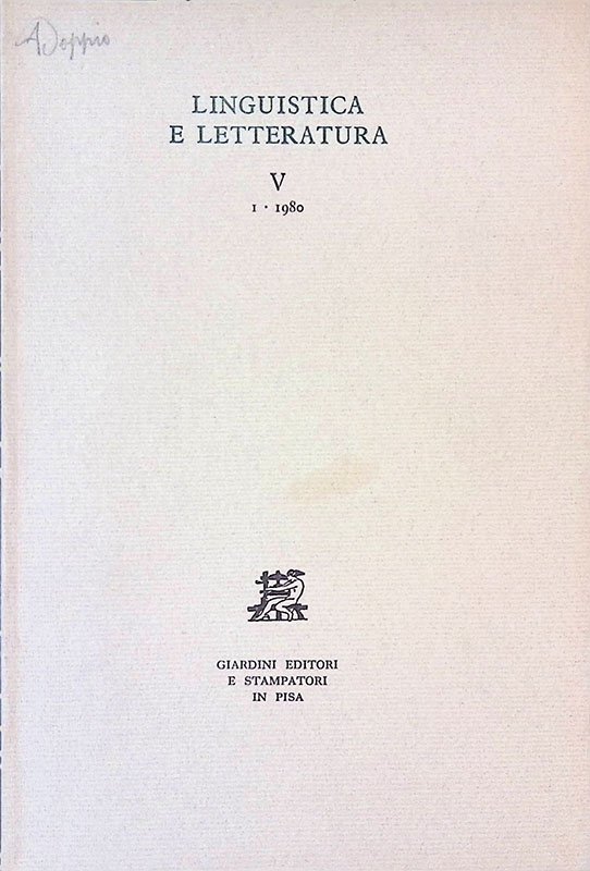 Linguistica e letteratura V. 1-1980
