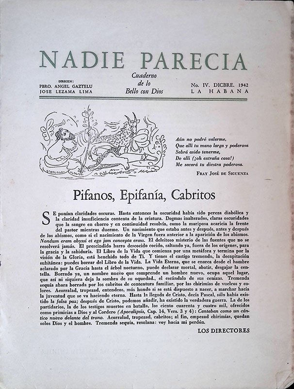 Nadie Parecia. Cuaderno de lo Bello con Dios. N. IV …