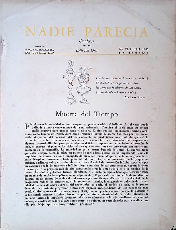 Nadie Parecia. Cuaderno de lo Bello con Dios. N. VI …