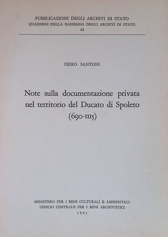 Note sulla documentazione privata nel territorio del Ducato di Spoleto …