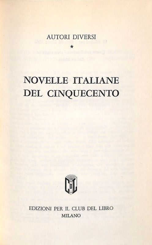 Novelle italiane del Cinquecento | Immagine principale