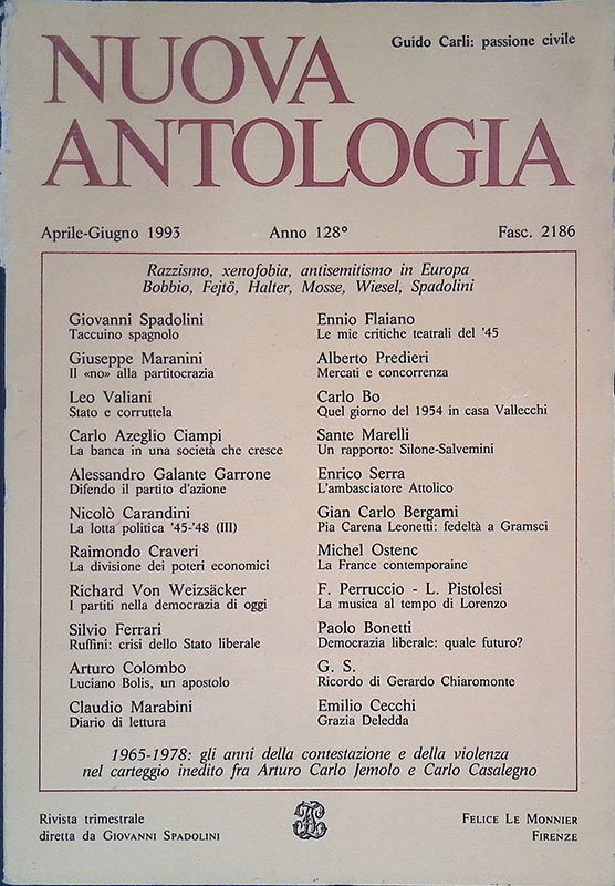 Nuova antologia. Guido Carli: passione civile