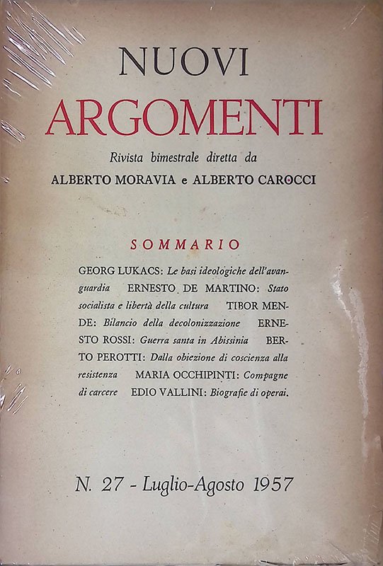 Nuovi argomenti. Rivista bimestrale diretta da Alberto Moravia e Alberto …