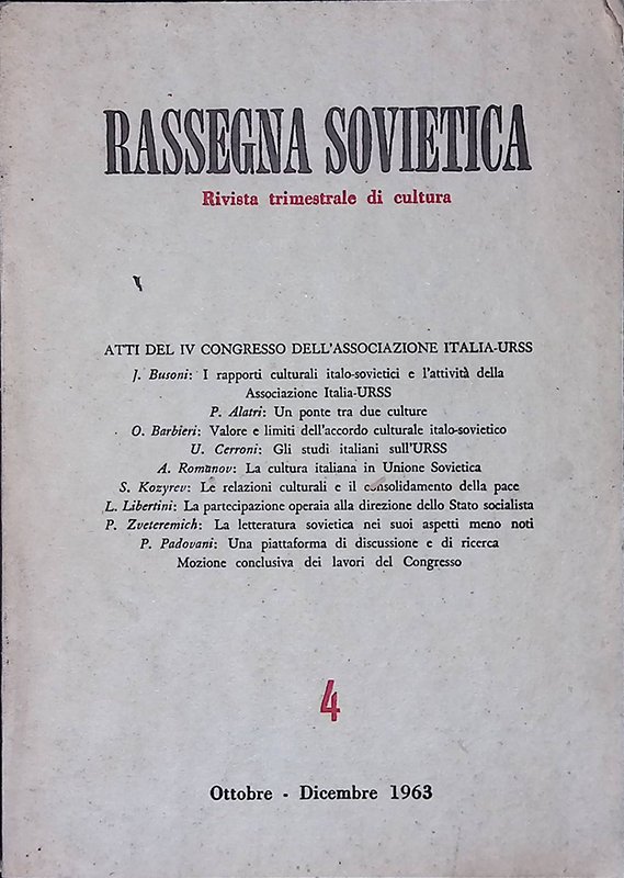 Rassegna Sovietica. N.4 ottobre-dicembre 1963