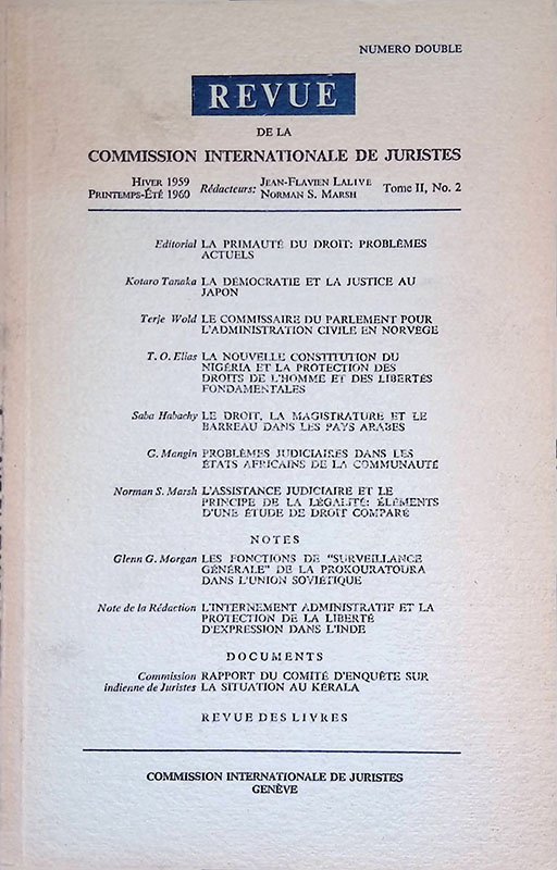 Revue de la commission internationale de juristes. Tome II n.2. …