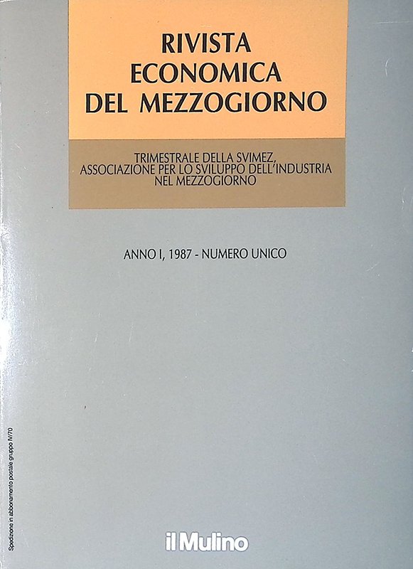 Rivista economica del mezogiorno. Anno 1, 1987, numero unico | Immagine principale