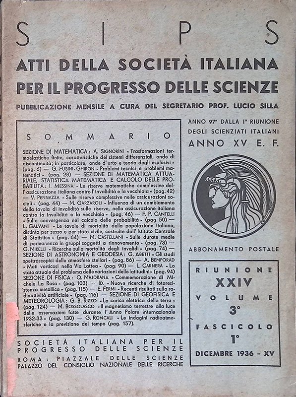 SIPS. Atti della società italiana per il progresso delle scienze. …