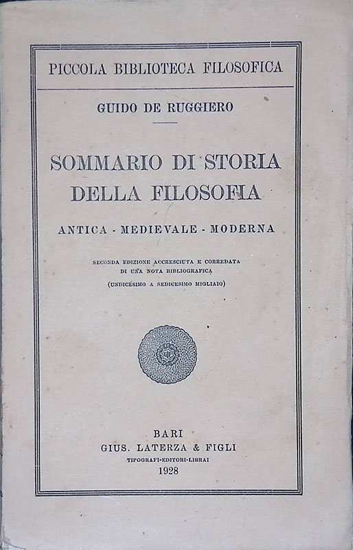 Sommario di storia della filosofia. Antica - Medievale - Moderna