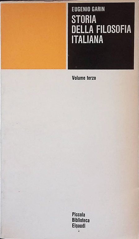 Storia della filosofia italiana. Vol. III