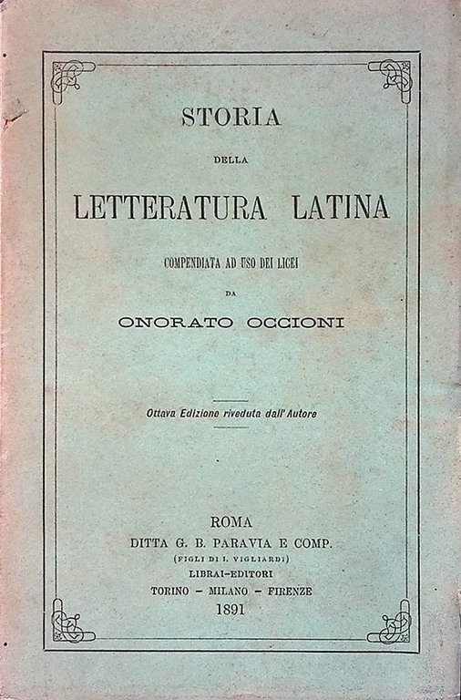 Storia della letteratura latina.