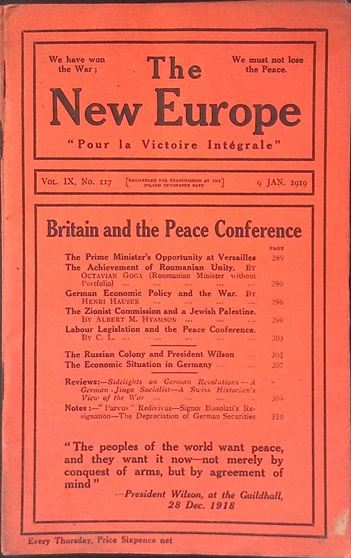 The New Europe. Vol.IX n.117, 9 january 1919. Britain and … | Immagine principale