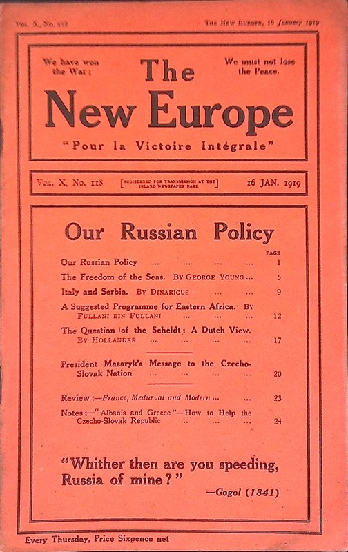 The New Europe. Vol.X n.118, 16 january 1919. Our Russian … | Immagine principale