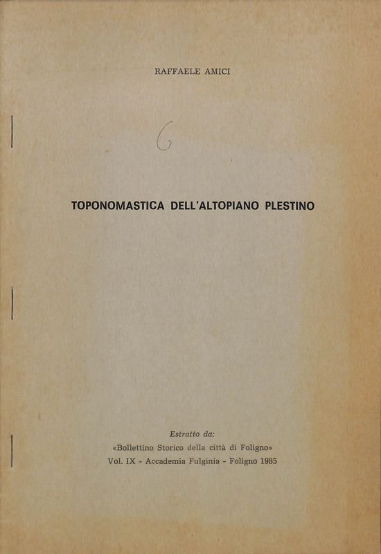 Toponomastica dell'Altopiano Plestino. Estratto