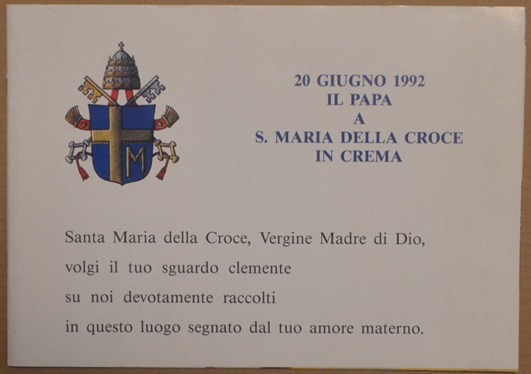 20 giugno 1992. Il papa a S. Maria della Croce …