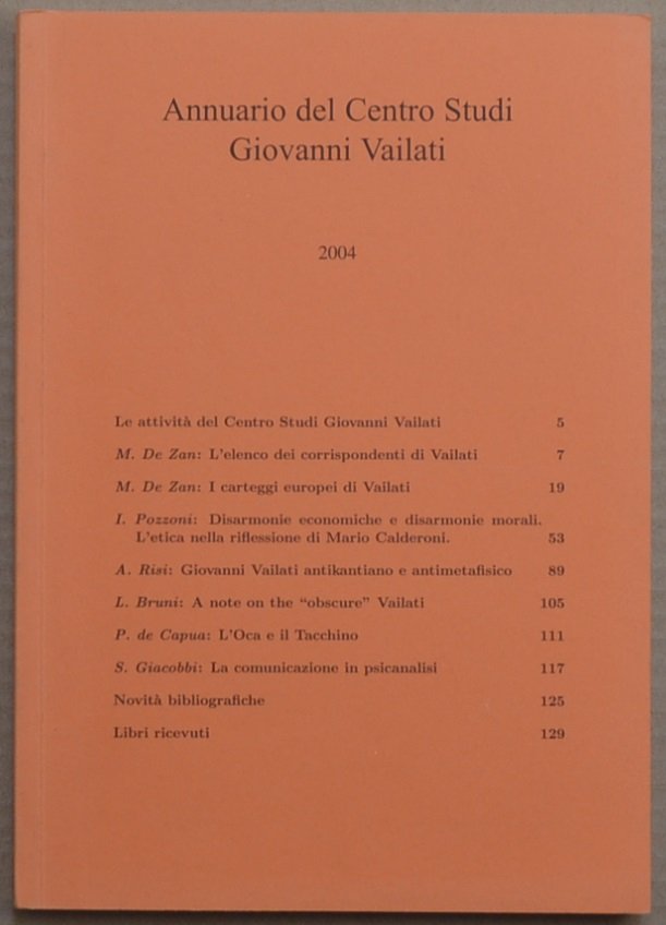 Annuario del Centro Studi Giovanni Vailati, 2004