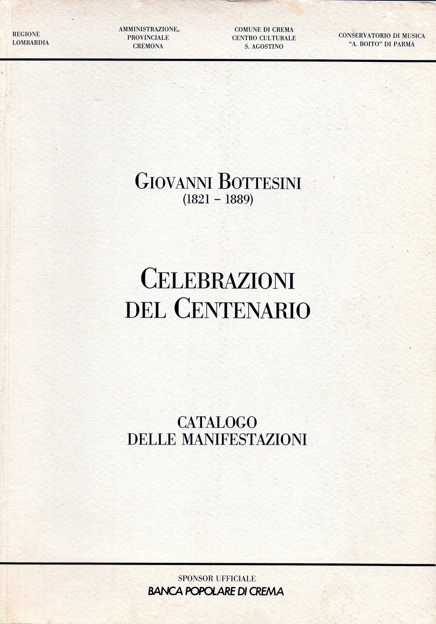 Giovanni Bottesini (1821-1889). Celebrazioni del centenario. Catalogo delle manifestazioni | Immagine principale