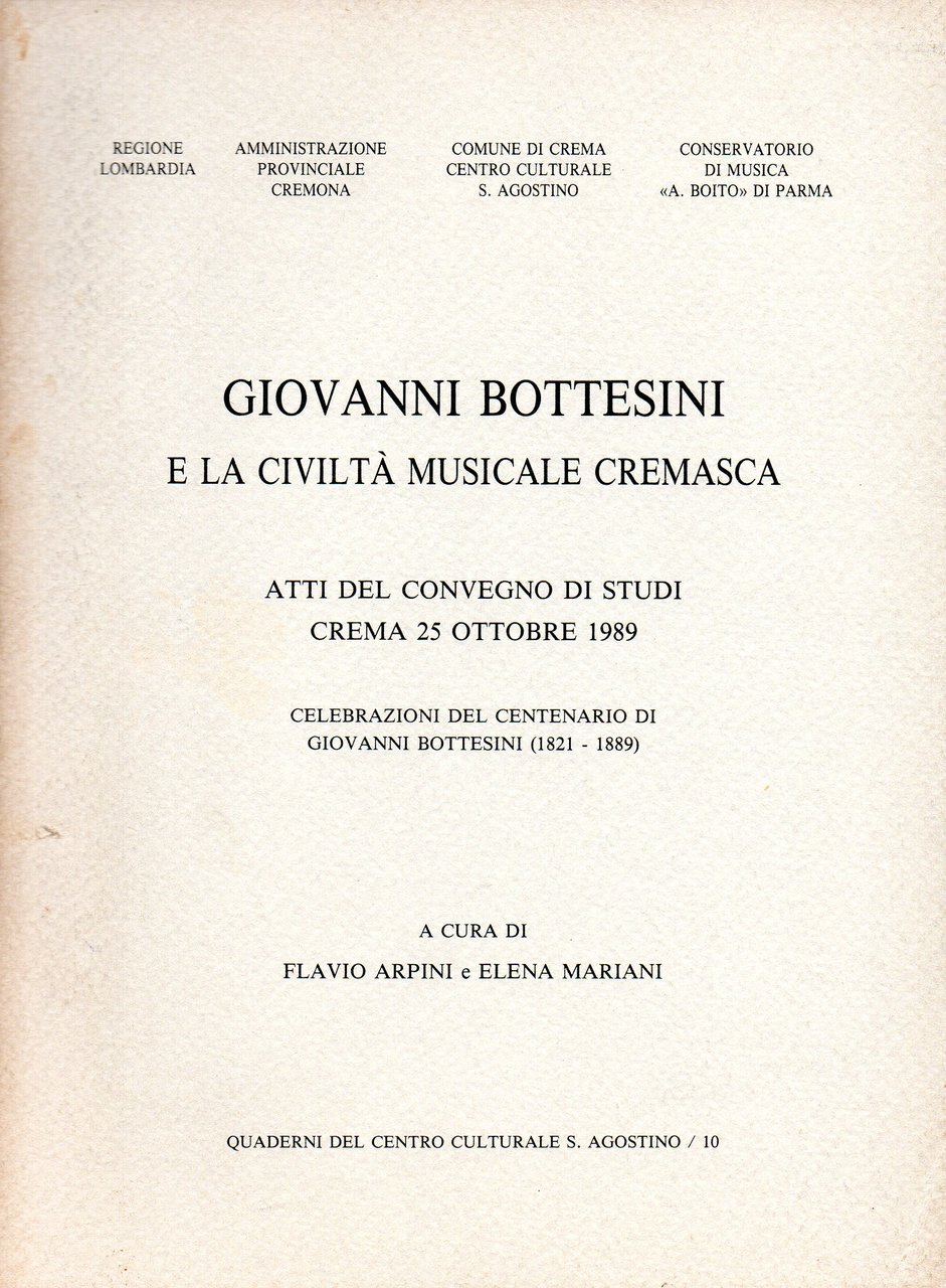 Giovanni Bottesini e la civiltà musicale cremasca, atti del convegno … | Immagine principale