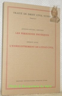 Les Personnes physiques par Jacques-Michel Grossen. L’enregistrement de l’état civil … | Immagine principale