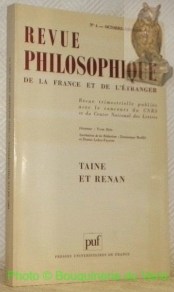 Taine et Renan. Revue Philosophique de la France et de …