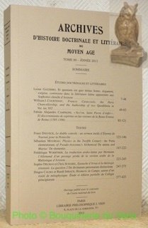 Archives d'histoire doctrinale et littéraire du Moyen Age. Tome 80 …