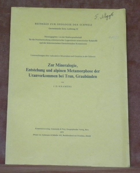 Beiträge zur Geologie der Schweiz. Geotechnische Serie, Lieferung 52. Untersuchungen …