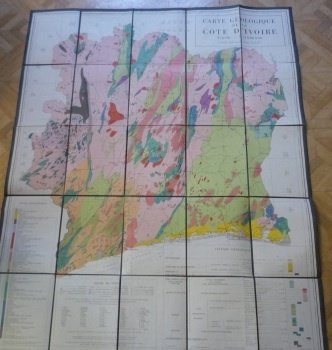 Côte d’Ivoire, carte géologique en couleurs. Echelle 1:1:000:000.