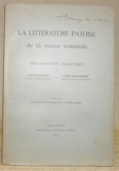 La littérature patoise de la Suisse romande. Bibliographie analytique.