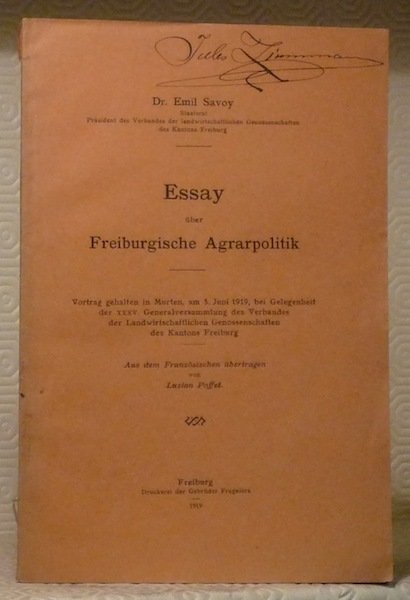 Essay über Freiburgische Agrarpolitik.