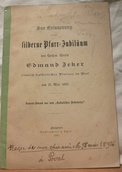Zur Erinnerung an das silberne Pfarr-Jubiläum des Hochw. Herrn Edmund …