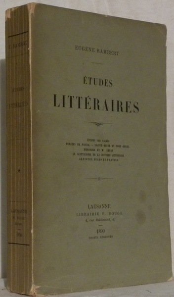 Etudes littéraires. Etudes sur Calvin. Pensées de Pascal. Sainte-Beuve et …