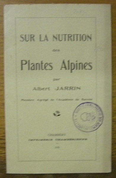 Sur la nutrition des plantes alpines. | Immagine principale