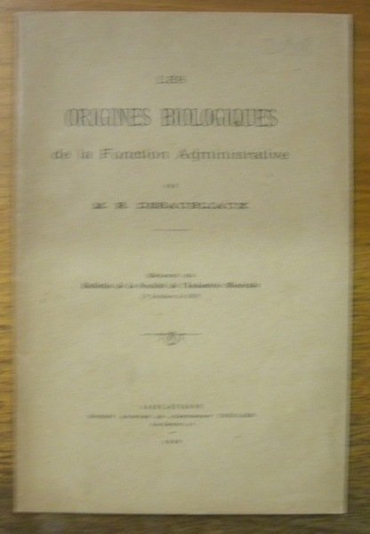 Les origines biologiques de la fonction administrative. Extrait du Bul. … | Immagine principale