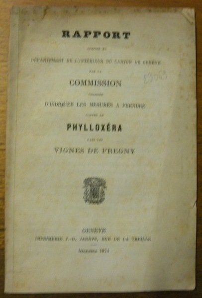 Rapport adressé au Département de l’Intérieur du Canton du Genève …