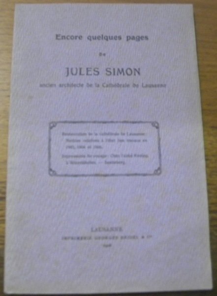 Encore quelques pages de Jules Simon, ancien architecte de la …