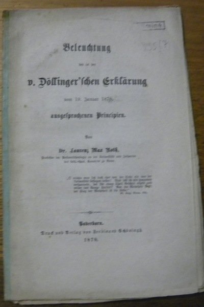 Veleuchtung der in der v. Döllinger’schen Erklärung vom 19. Januar …