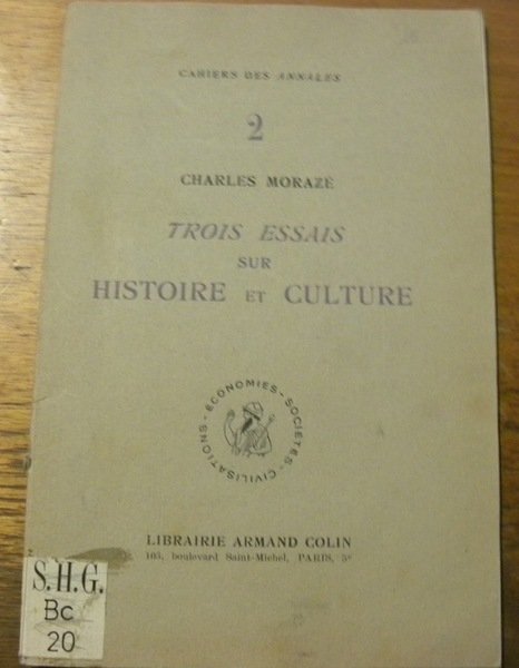 Trois essais sur histoire et culture. Avant propos de Lucien … | Immagine principale