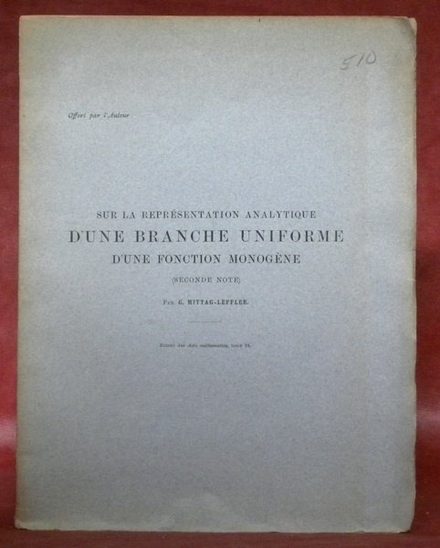 Sur la représentation analytique d’une branche uniforme d’une fonction monogène. …