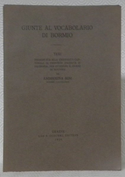 Giunte al vocabolario di Bormio. Tesi. | Immagine principale