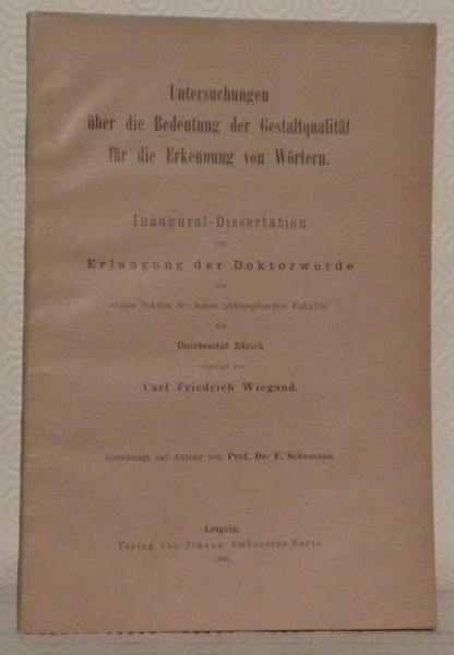 Untersuchungen über die Bedeutung der Gestaltqualität für die Erkennung von … | Immagine principale