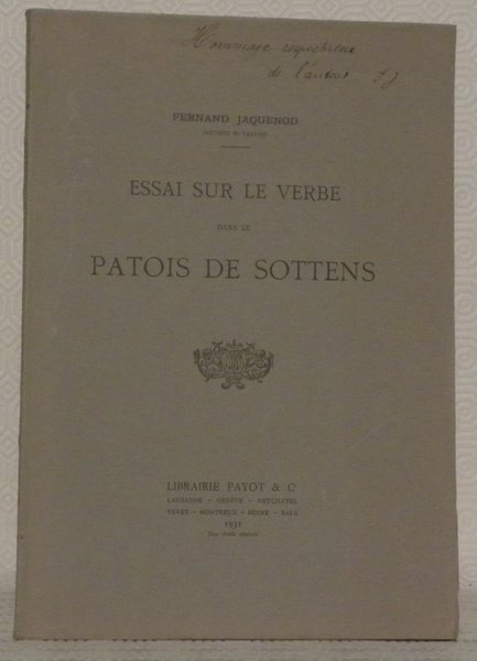 Essai sur le verbe dans le patois de Sottens.